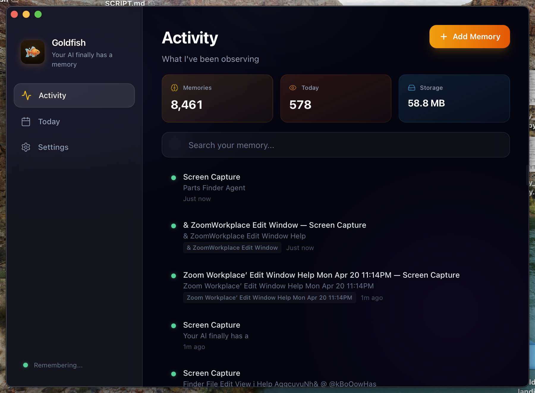 Goldfish dashboard